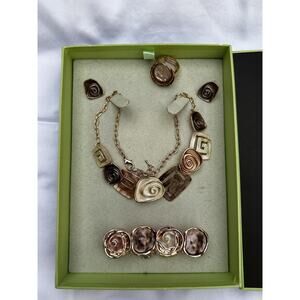 Ross-Simons Modern Abstract Spiral Jewelry Set Necklace Bracelet Earrings Ring